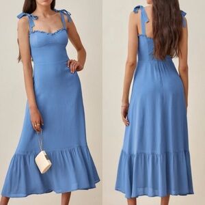 Reformation Nikita Midi Maxi Dress Azure Cornflower Blue 14